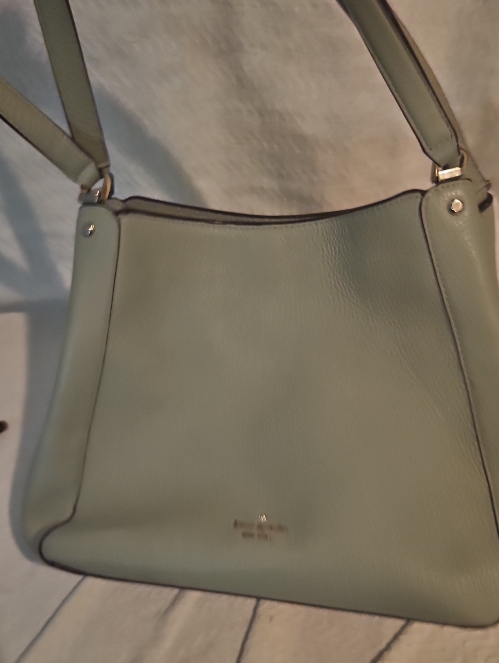kate spade sage green pebbled leather shoulder bag